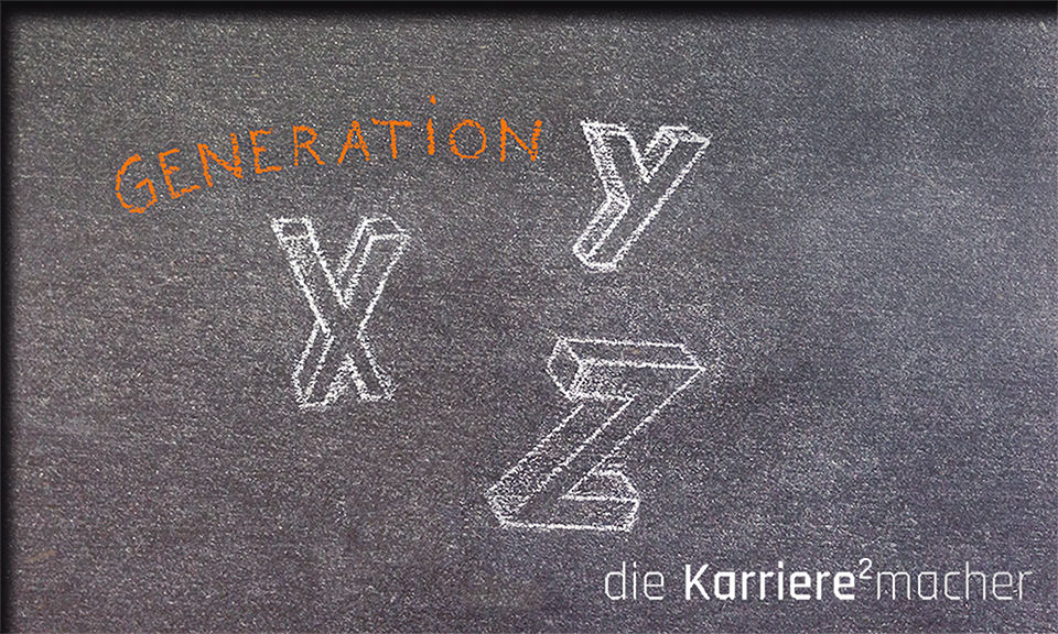 Kreidezeichnung auf Schiefertafel: Generation XYZ